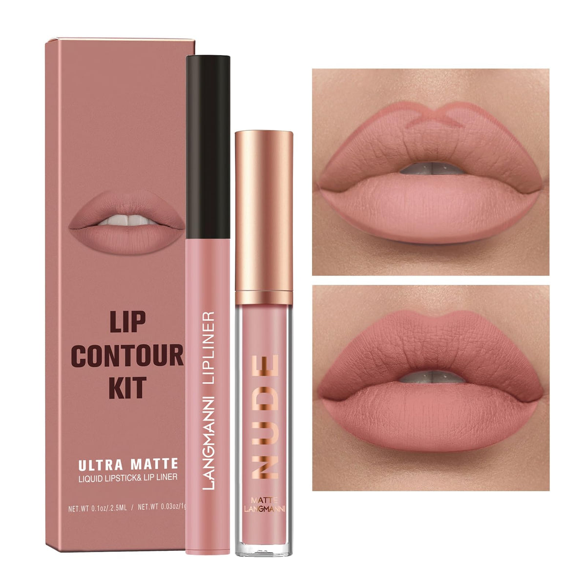 Mielikki Matte Liquid Lipstick & Lip Liner Set - Waterproof, Long-Lasting, High Pigment #08