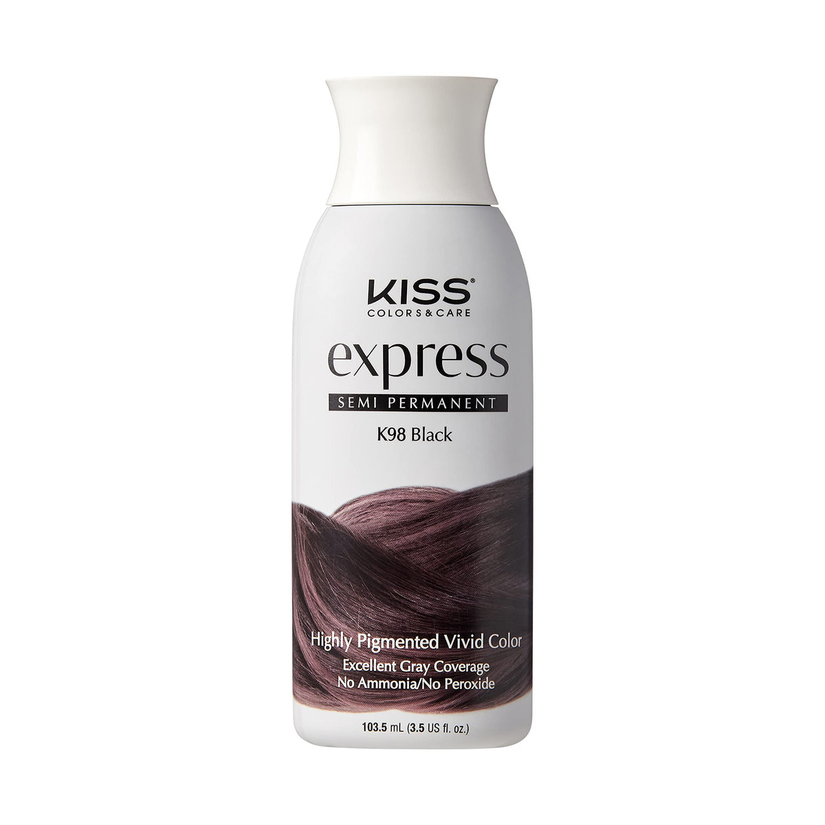 Kiss Express Semi-Permanent Hair Color - Black K98, 3.5 Fl Oz - Long-Lasting Color