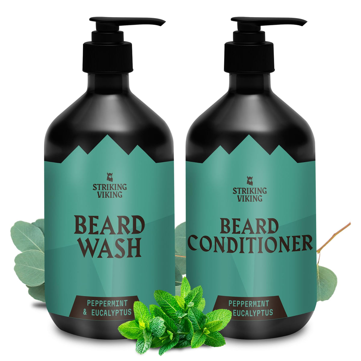 Striking Viking Beard Wash & Conditioner - Peppermint & Eucalyptus, 20 Fl Oz, Paraben Free