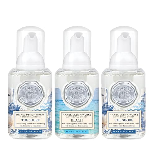 Michel Design Works Mini Foaming Soap 3-Pack Set - 2 The Shore, 1 Beach, 4.7 Fl Oz