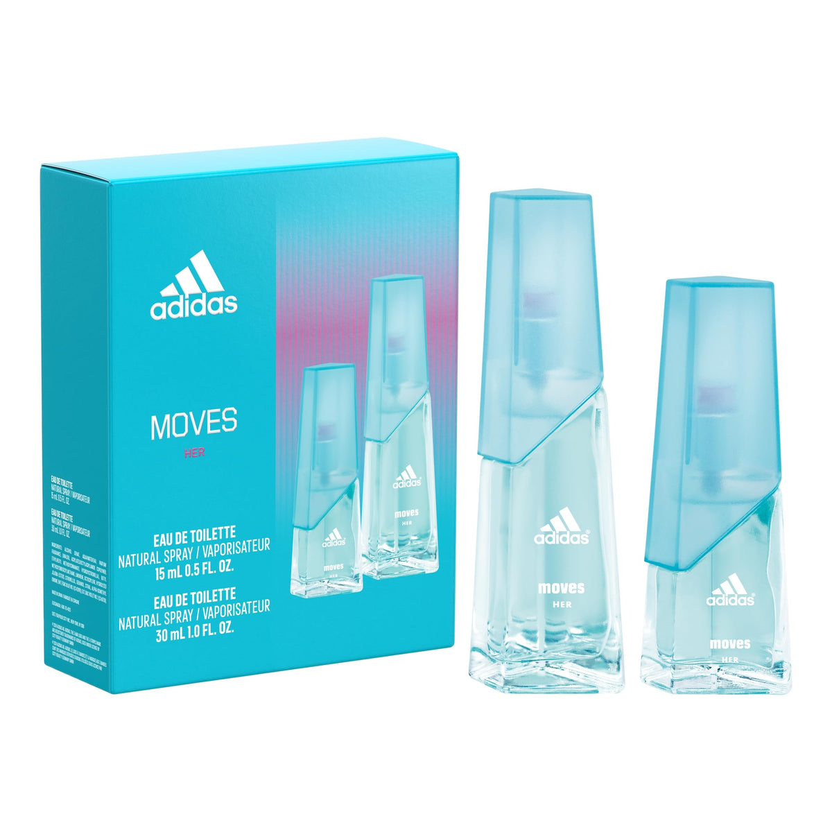 Adidas Moves For Her Gift Set, 2X0.75 Fl Oz Women'S Sporty Fragrance, Grapefruit & Apple Notes