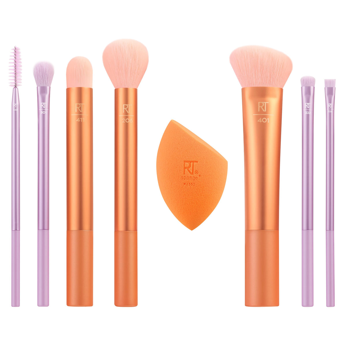 Real Techniques 8-Piece Makeup Brush & Sponge Set - Cruelty-Free, Synthetic Bristles, Multi-Color