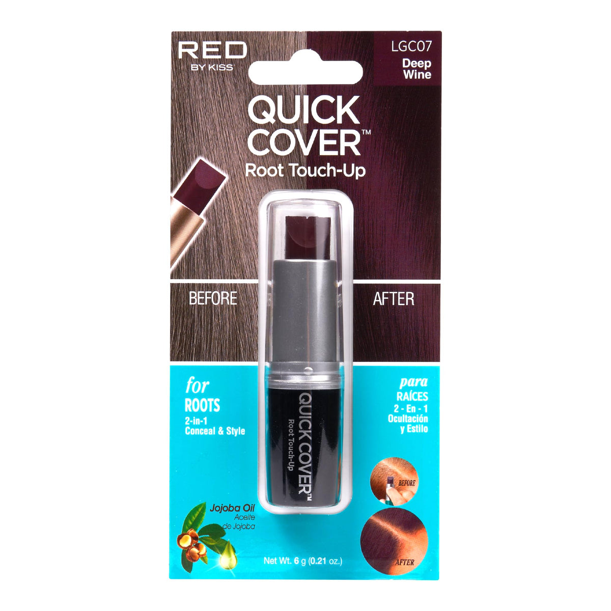 Red By Kiss Quick Cover Root Touch Up Stick - Water-Resistant Gray Concealer For Hair & Beard