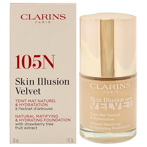 Clarins Skin Illusion Velvet Foundation #105N - 30Ml/1Oz, Lightweight Finish, Long-Lasting Coverage