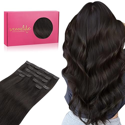 WENNALIFE 22&quot; Dark Brown Seamless Clip-In Hair Extensions - 150g Real Human Hair