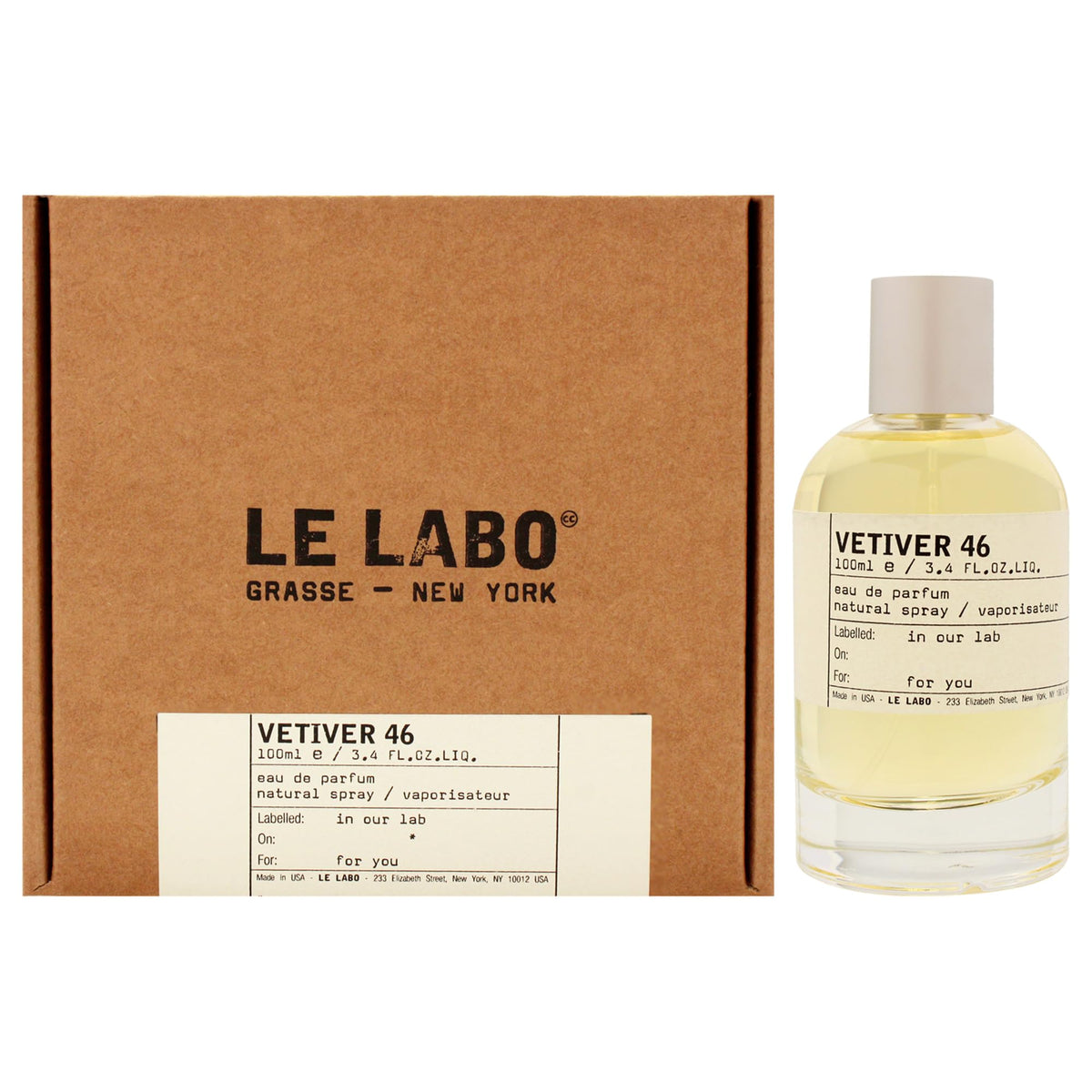 Le Labo Vetiver 46 Unisex Eau de Parfum Spray - 3.4 oz, Fresh & Woody Fragrance