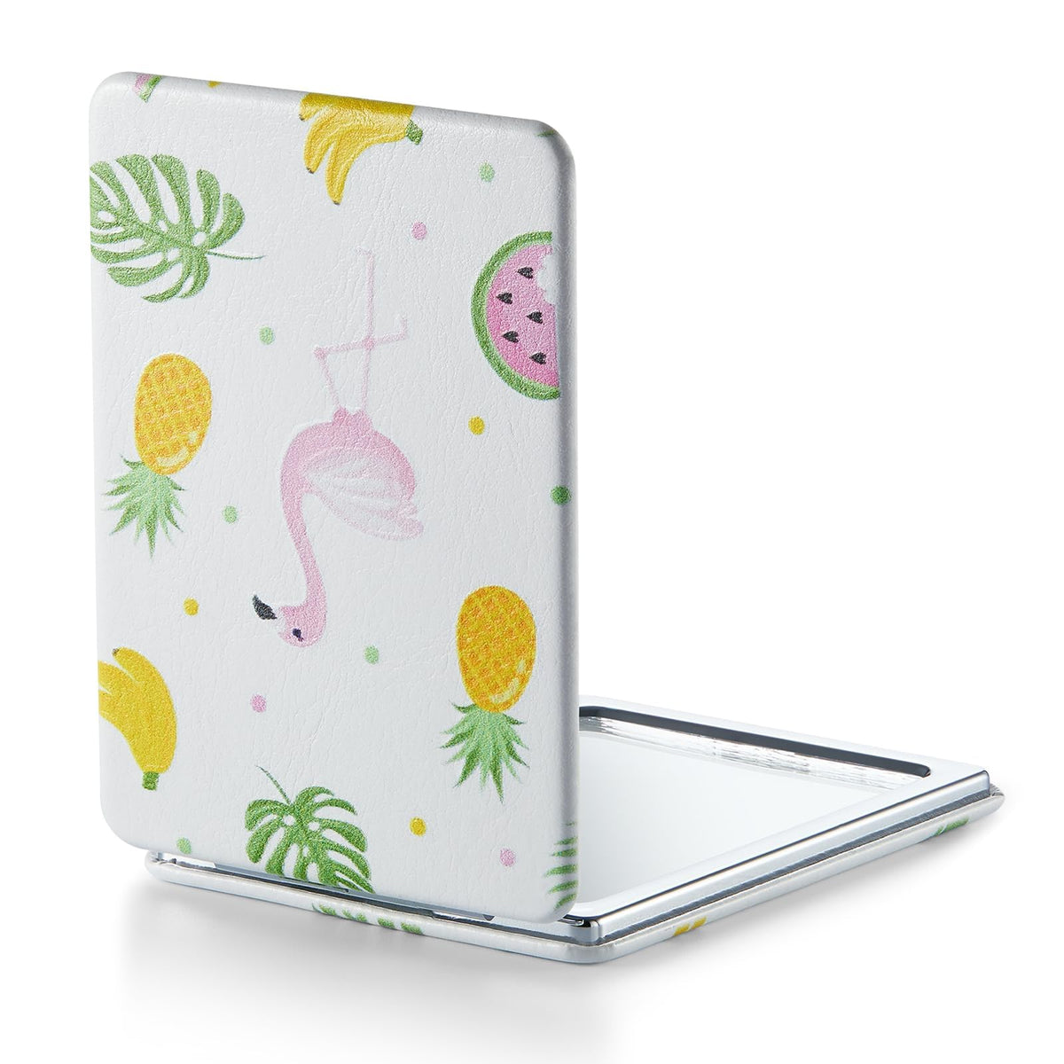 Omiro 1X/3X Magnifying Mirror, Pu Leather Compact, Flamingo Print, 2.4&quot; X 3