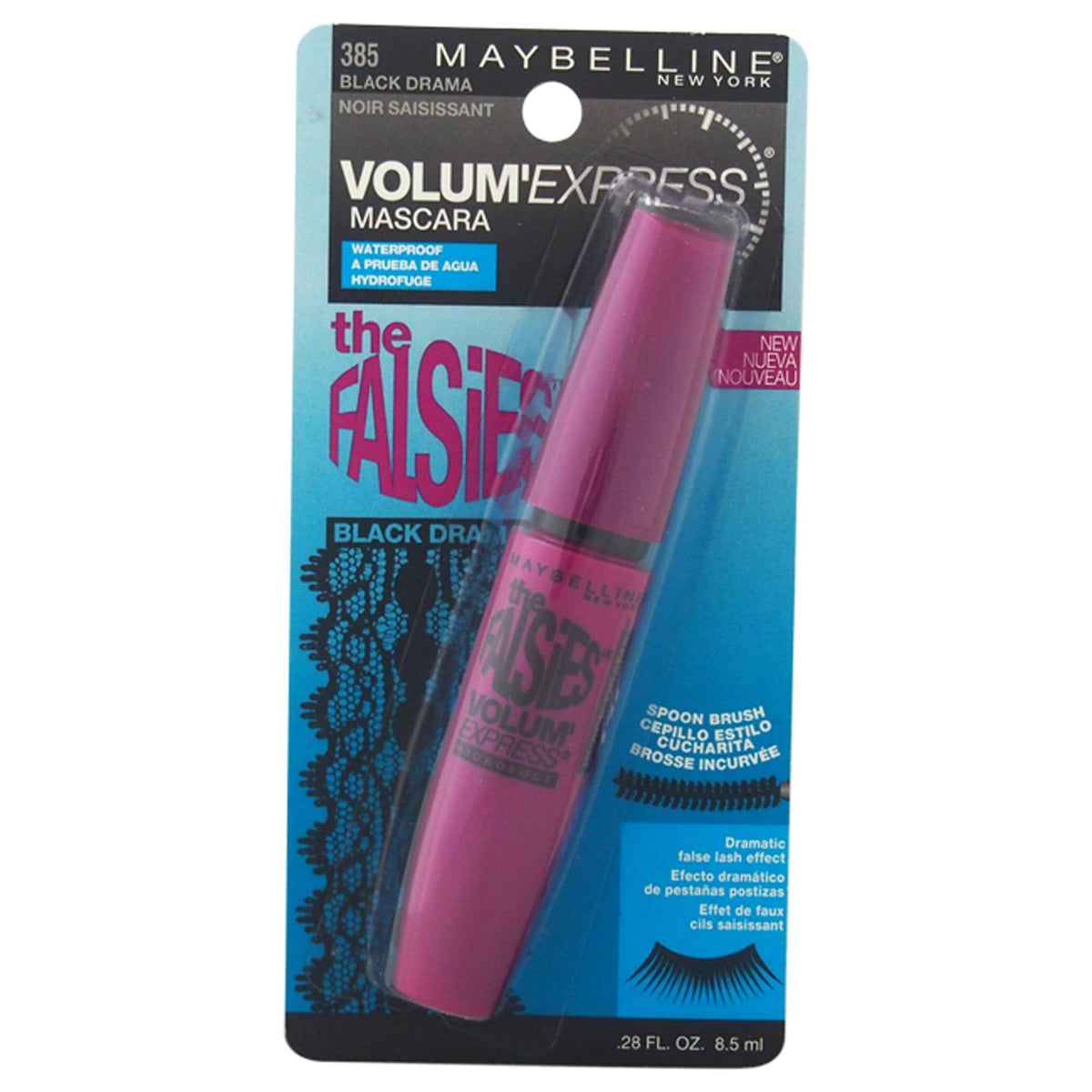 Maybelline The Falsies Volum' Express Waterproof Mascara, Black Drama, 0.28 Oz