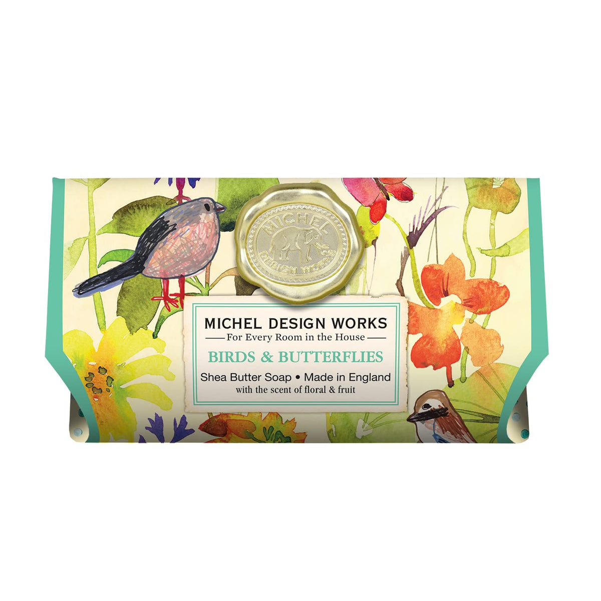 Michel Design Works Large Bath Soap Bar - Birds & Butterflies, 8.7 Ounce