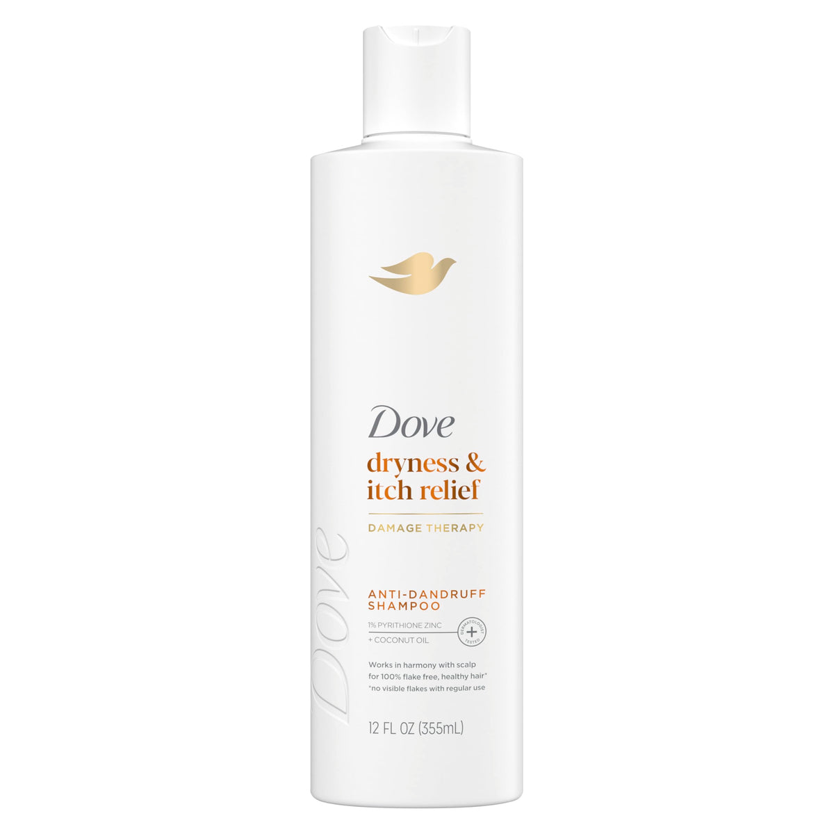 Dove Derma Shampoo For Dryness & Itch, Flaky Scalp, Pyrithione Zinc & Coconut Oil, 12 Fl