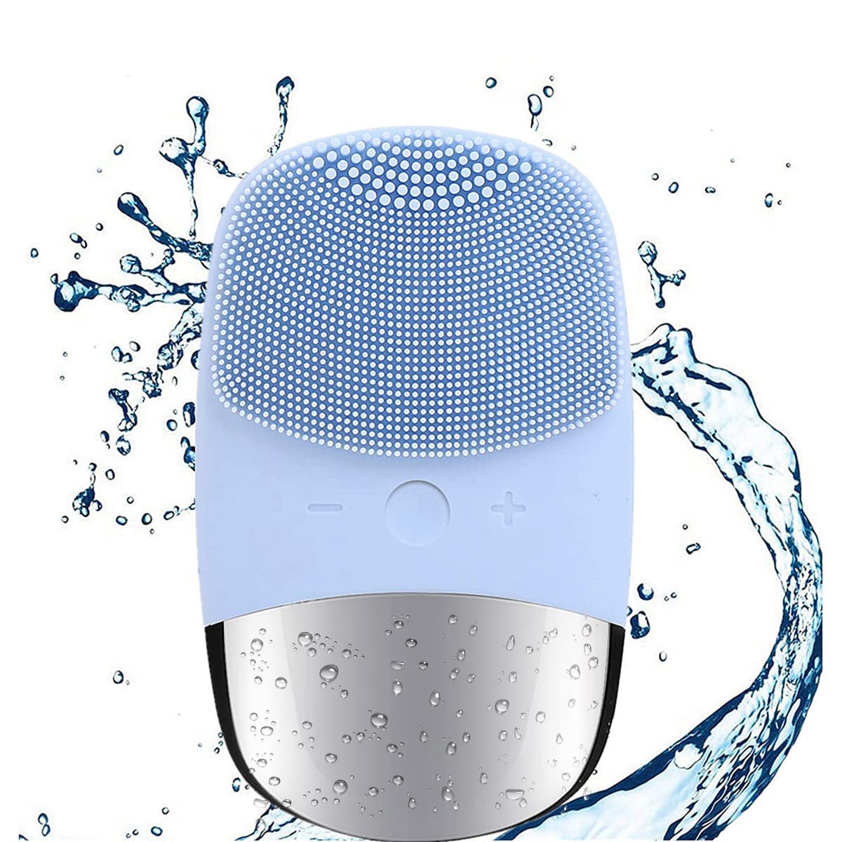 Megan Usb Rechargeable Silicone Facial Cleansing Brush - Ipx7 Waterproof, 3 In 1 Deep Clean, Sky Blue