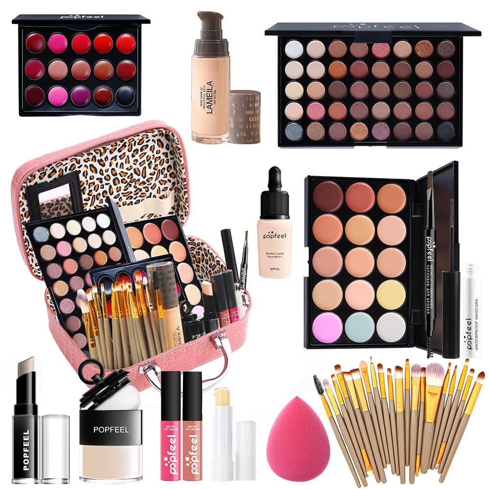 Oawly All-In-One Makeup Kit For Women - Eyeshadow, Lip Gloss, Lipstick & More - Pink