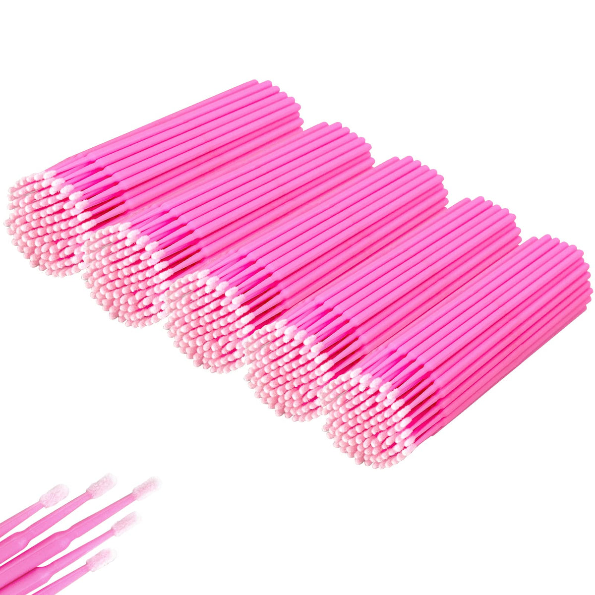 eyxformula 500 Pcs Pink Micro Brushes for Eyelash Extensions & Makeup, Lint Free Applicators