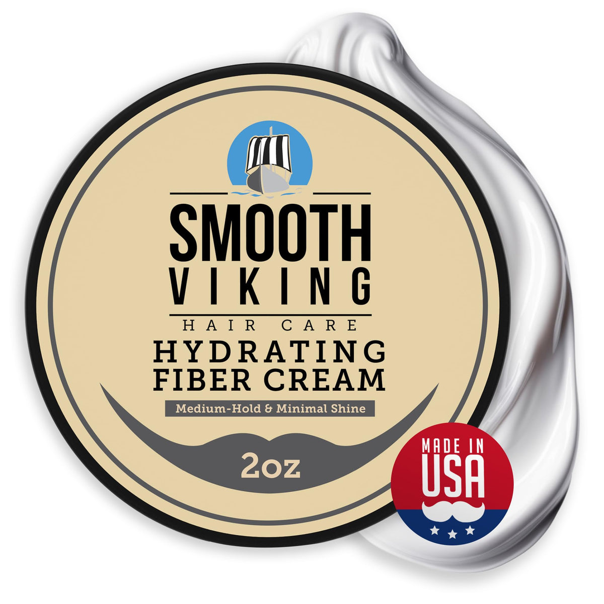 Smooth Viking Hydrating Fiber Cream for Men - 2oz Natural Hair Gel & Styling Cream