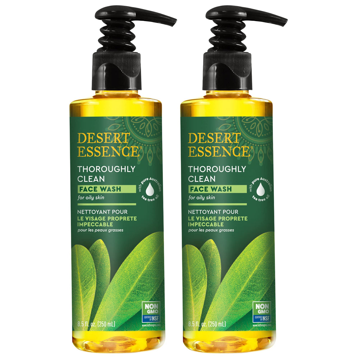 Desert Essence Tea Tree Oil Face Wash, 8.5 Fl Oz (Pack Of 2) - Gentle Cleanser For Radiant