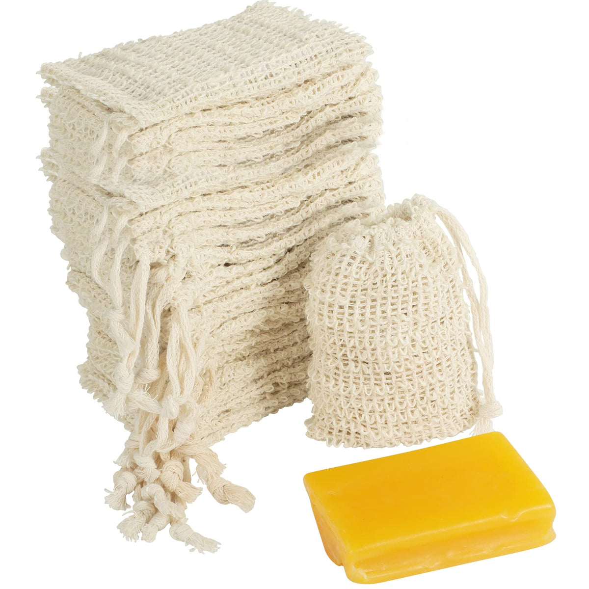 Cosyoo 100 Pcs Sisal Soap Saver Bags - Reusable Natural Exfoliating Bath & Shower Mesh Bags