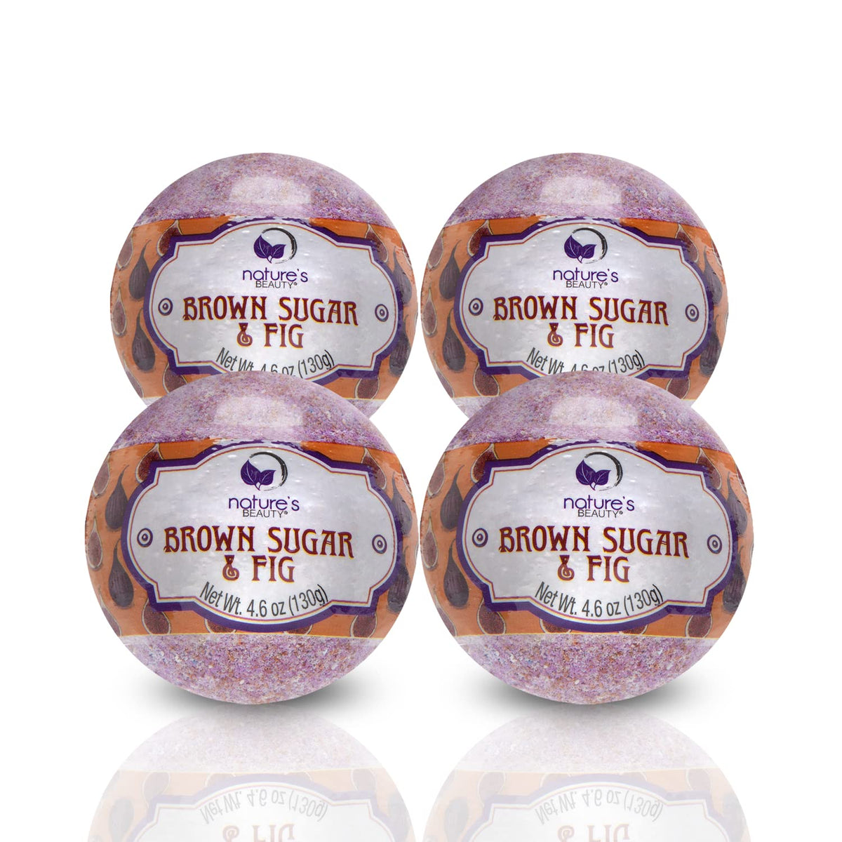 Nature'S Beauty Brown Sugar & Fig Bath Bombs - 4 Pack, Moisturizing Spa Bombs With Coconut Oil