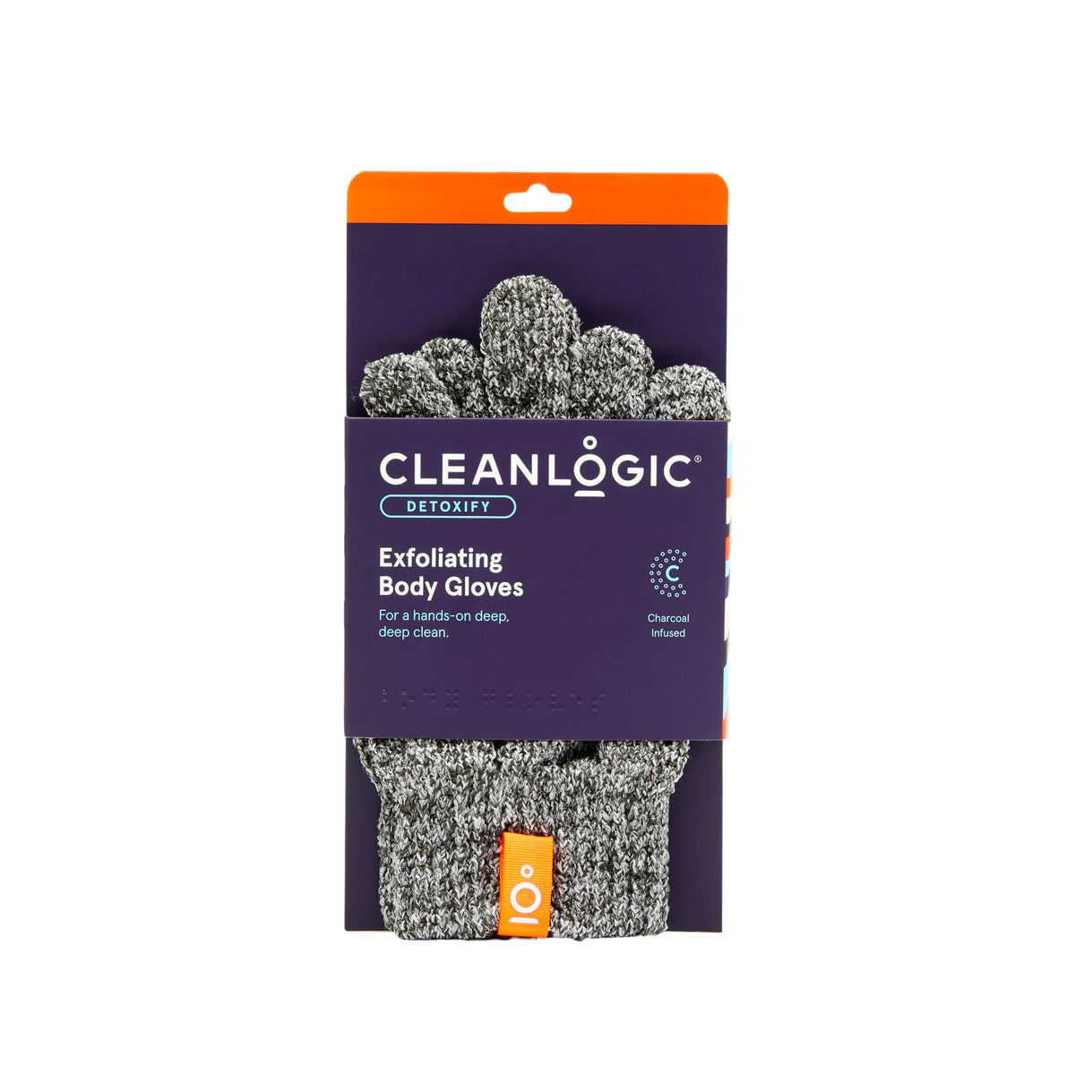 Clean Logic Detox Charcoal Exfoliating Bath Glove, 3 Count - Spa Quality Skin Care