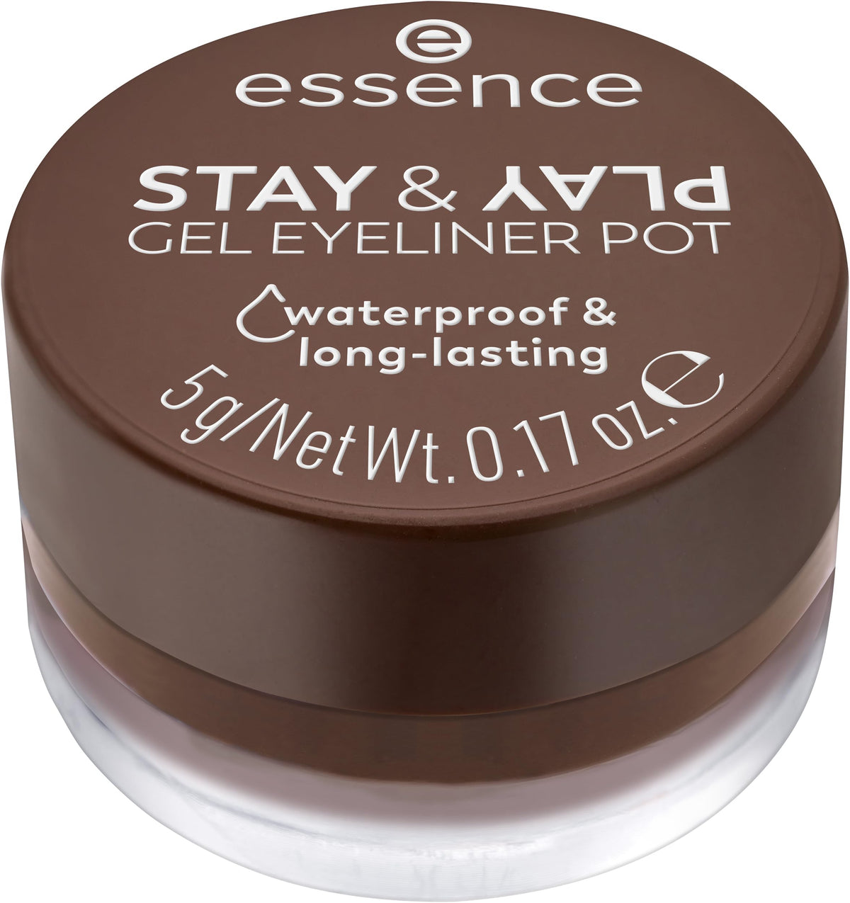 Essence Stay & Play Gel Eyeliner Pot - Waterproof, Long Lasting, Vegan - 02 Brown, 0.16 Fl