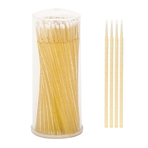 G2Plus 400Pcs Crystal Gold Micro Swabs For Eyelash Extensions - Disposable Applicators Brush