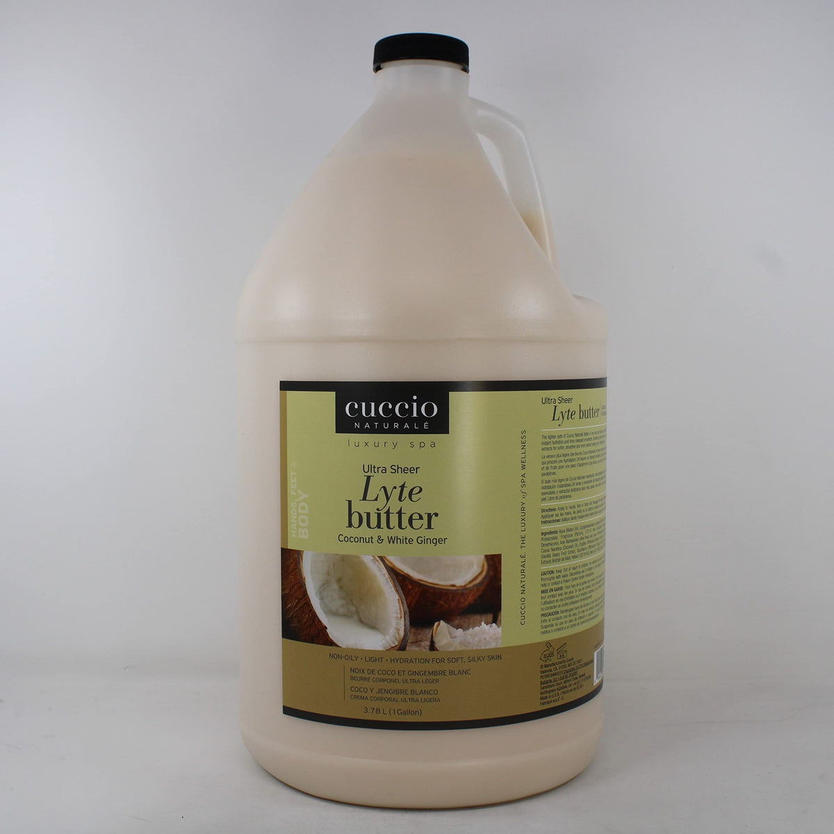 Cuccio Naturale Lyte Ultra-Sheer Body Butter - Deep Hydration, Coconut & White Ginger, 1 Gallon