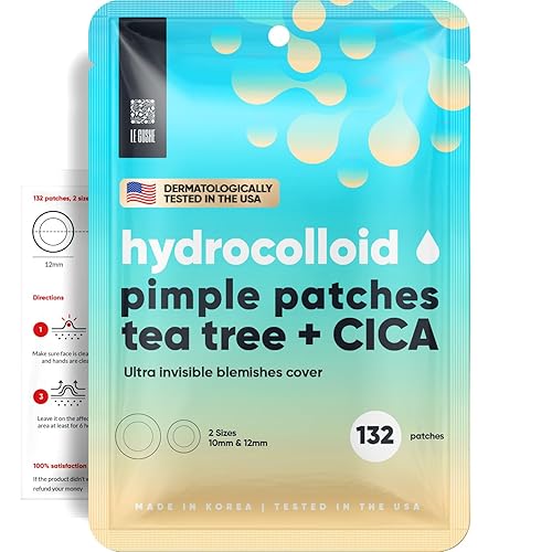 Le Gushe Korean Pimple Patches - 132 Hydrocolloid Acne Dots With Tea Tree Oil, Invisible Zit Stickers