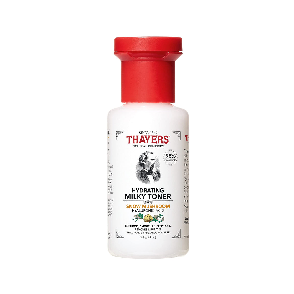 Thayers Milky Hydrating Face Toner, Snow Mushroom & Hyaluronic Acid, Alcohol-Free, 3 Fl Oz