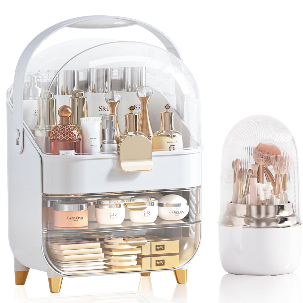 Anylady Rose Gold Makeup Organizer - Skincare Holder & Cosmetic Display Case For Vanity & Dresser