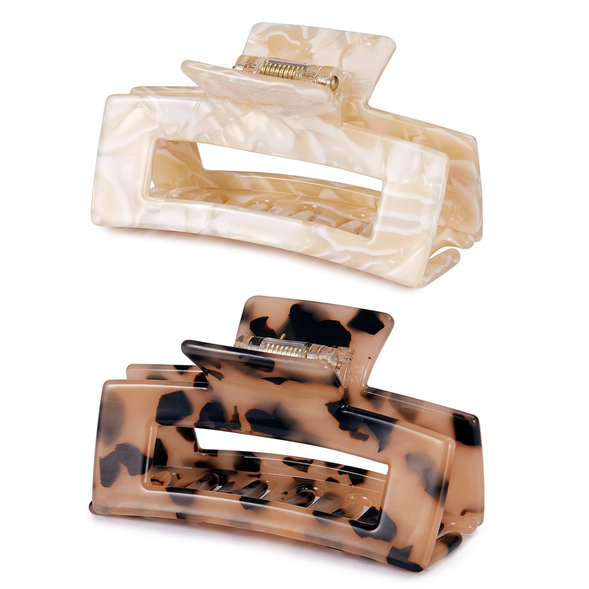 Textention 3 Inch Tortoise Shell Hair Claw Clips - 2 Pack Cellulose Acetate Hair Jaw Clamp