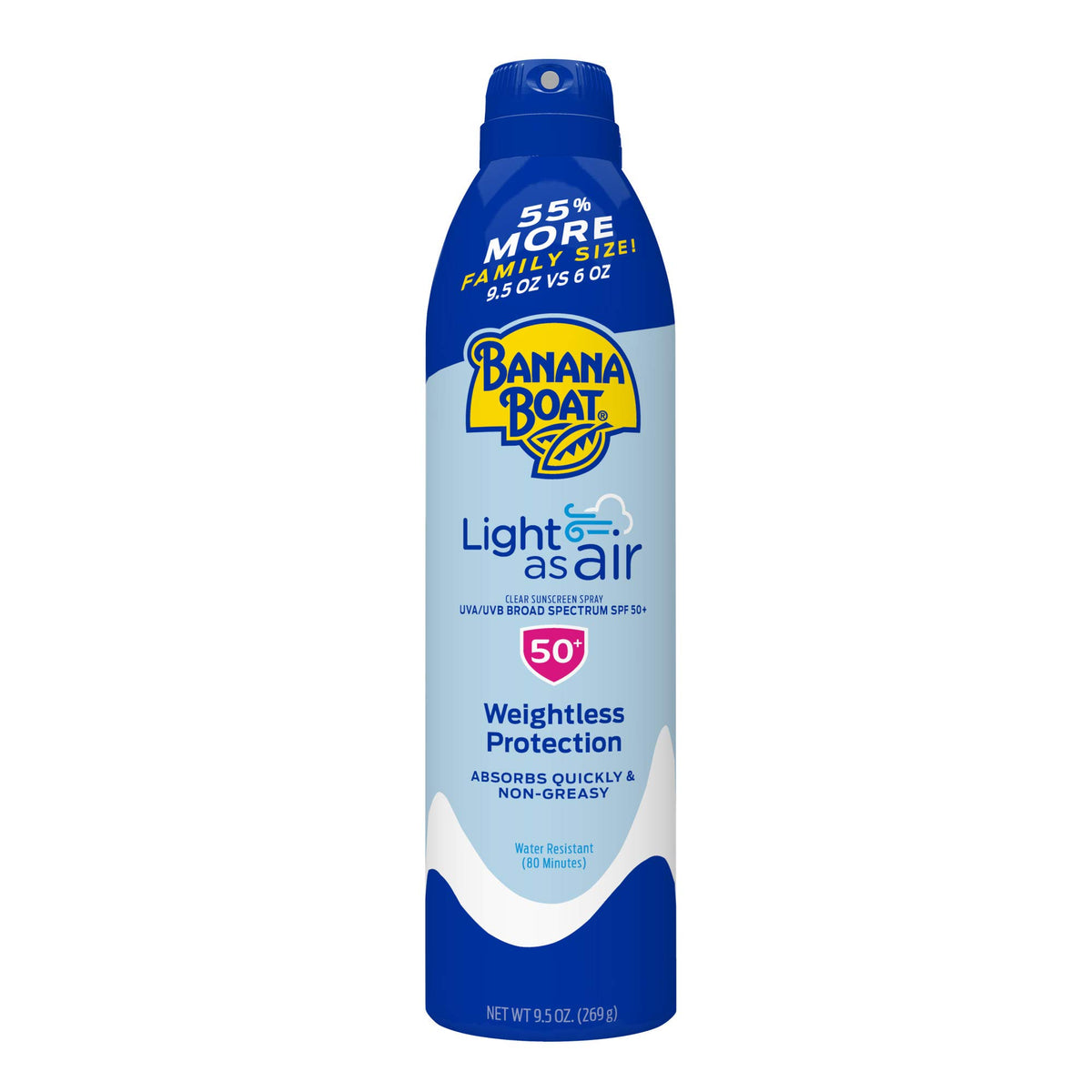 Banana Boat Light As Air Sunscreen Spray Spf 50, 9.5Oz Value Size, Broad Spectrum Protection