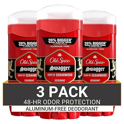 Old Spice Swagger Deodorant For Men, Aluminum Free, 24/7 Odor Protection, Cedarwood Scent, 3.