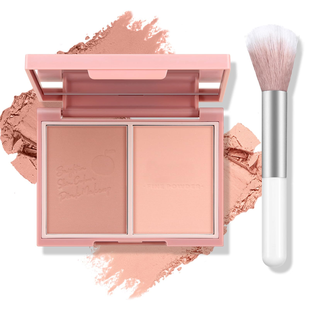 Boobeen Matte Bronzer & Blush Palette - Long Lasting Face Contour Makeup With Brush - 0.04 Oz