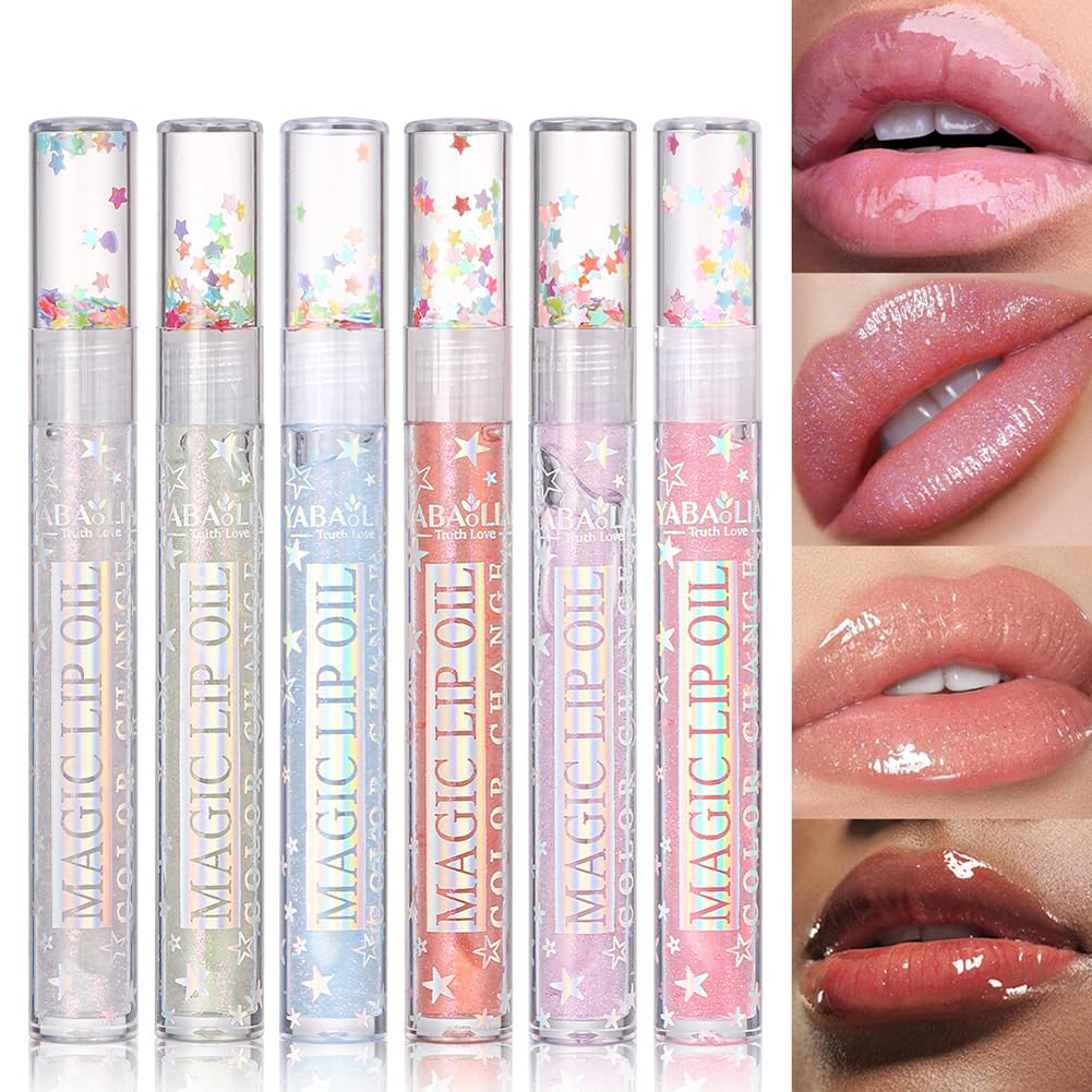 Petansy Shimmery Glitter Lip Gloss Set - 6 Colors, Plumping, Long Lasting, High Shine