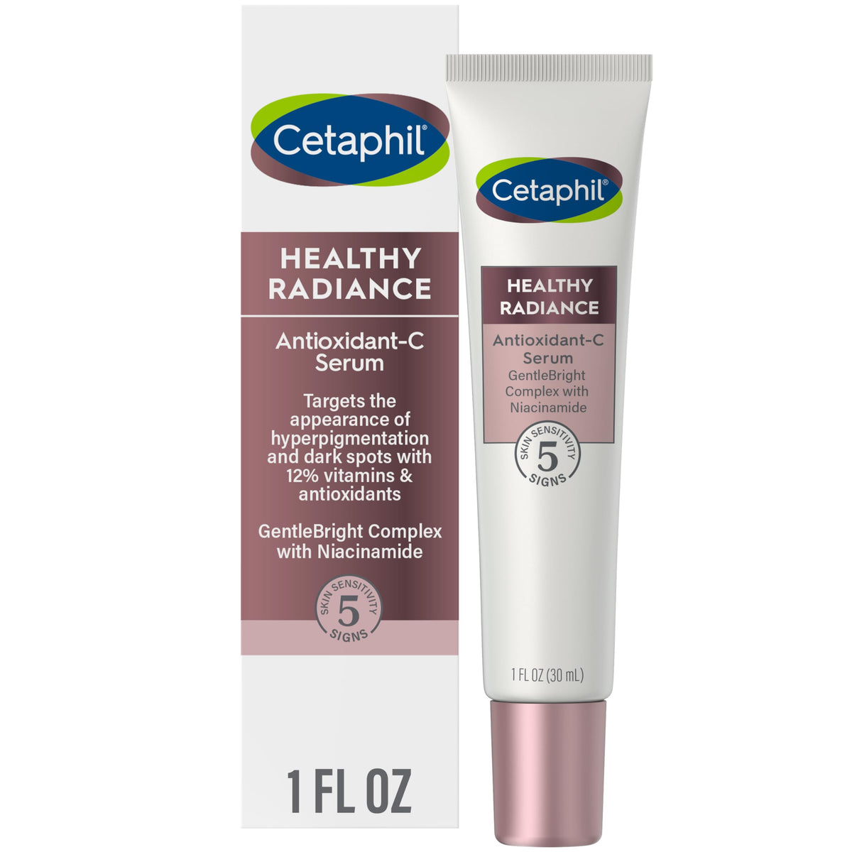 Cetaphil Healthy Radiance Vitamin C Serum, Antioxidant, Reduces Dark Spots, 1 Oz