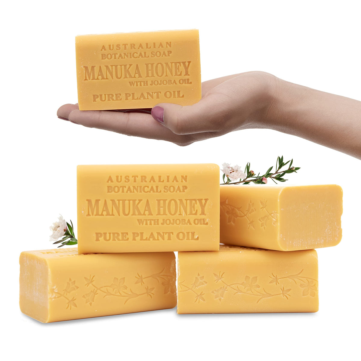 Australian Botanical Soap Manuka Honey & Jojoba Oil 4 Count - 6.6 oz Shea Butter Bars