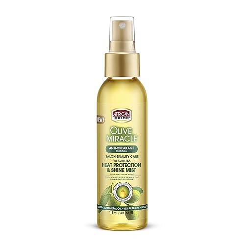 African Pride Olive Miracle Heat Protection & Shine Mist, Fights Humidity, 4 Oz