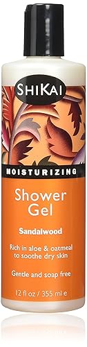 Shikai Daily Moisturizing Shower Gel With Aloe Vera & Oatmeal, Sandalwood Scent, 12Oz