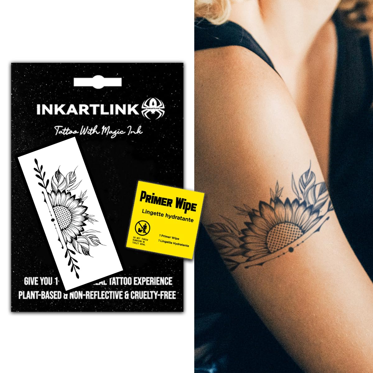 Inkartlink Semi-Permanent Waterproof Temporary Arm Tattoos - Unique Design (Armband 3)