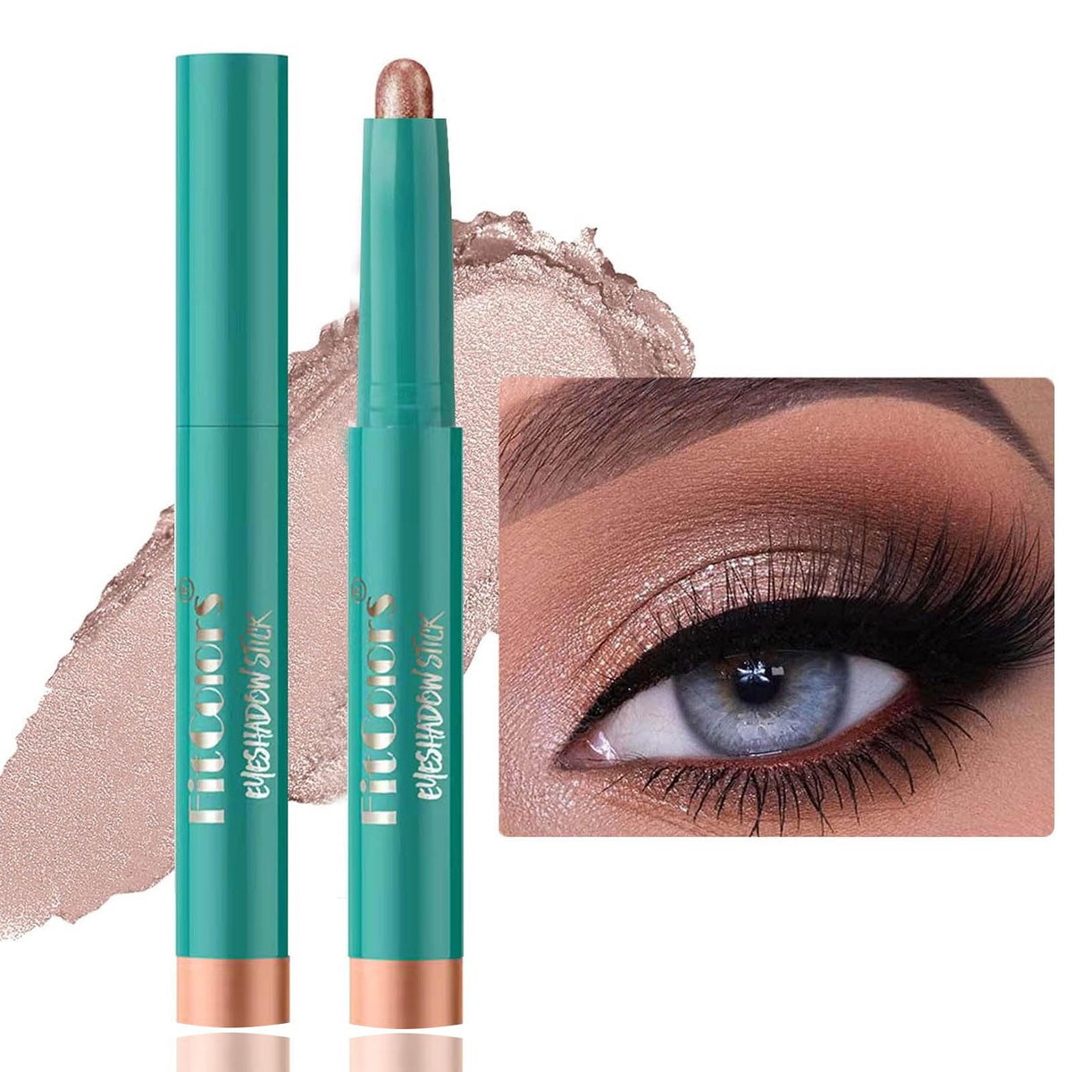 Metiplou Rose Gold Shimmer Eyeshadow Stick - Waterproof Long Lasting Eye Brightener Pencil