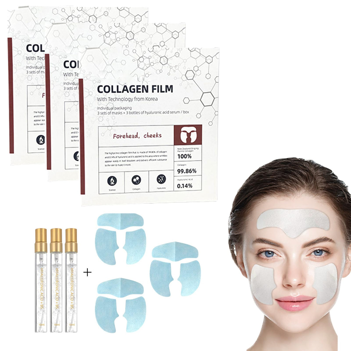 Zysmjsy Skynpure Collagen Films - Melting Collagen Supplement With Essence Water (9 Masks + 9 Bottles)