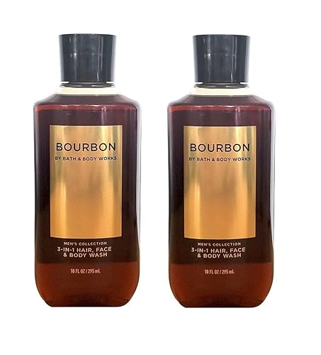 Bath & Body Works Men Bourbon 3-In-1 Hair, Face & Body Wash - 10 Fl Oz, Value Pack Of 2