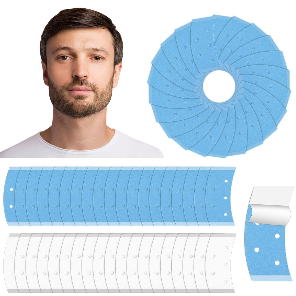 Loopeer 150 Pcs Waterproof Double Sided Wig Tape Strips For Lace Front Wigs, Blue