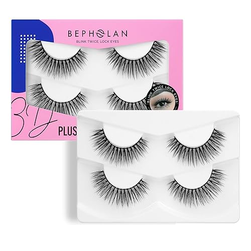 BEPHOLAN 3D Fluffy False Eyelashes - Mega Volume Wispy Lashes, 2 Pairs, Synthetic Fib