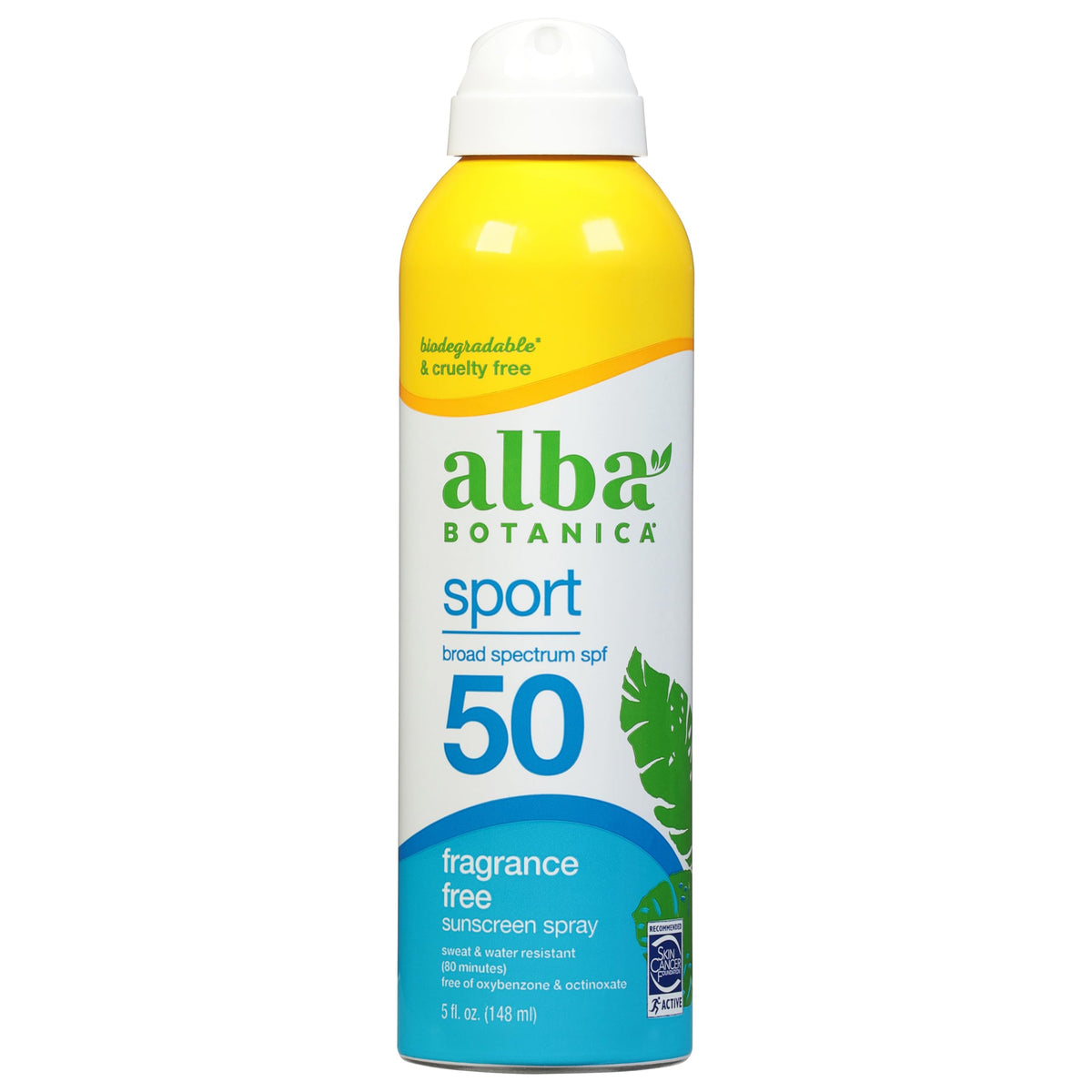 Alba Botanica Sport Sunscreen Spray, Spf 50, Clear, 5 Oz - Face & Body Protection