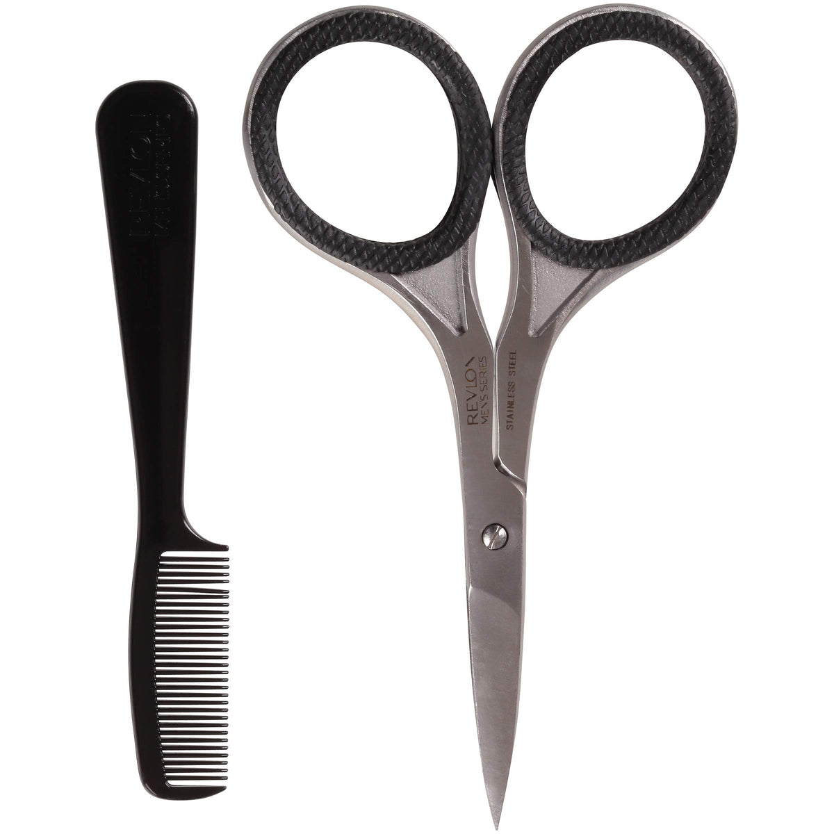 Revlon Men'S Facial Hair Kit - Stainless Steel Scissors & Comb For Trimming & Styling