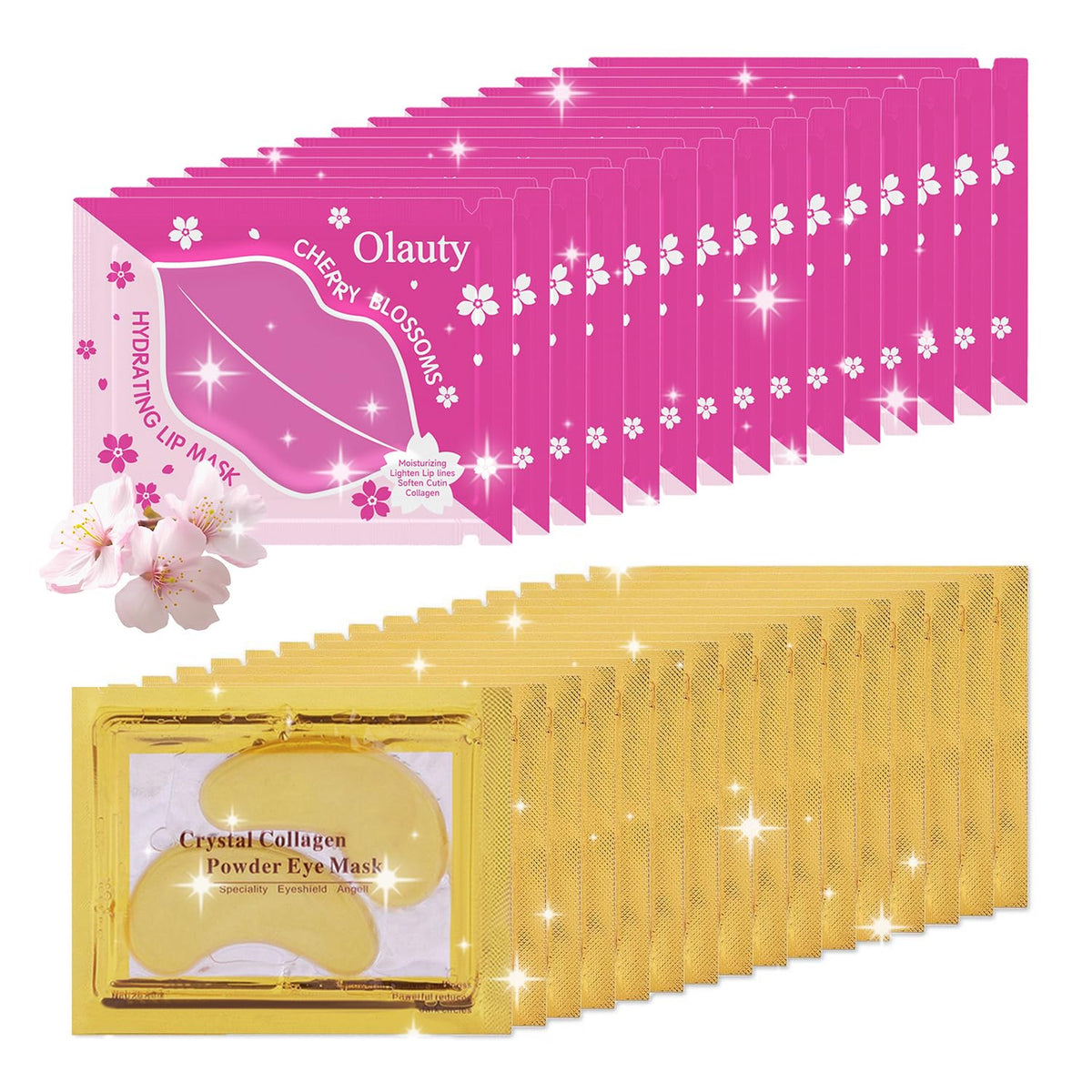 Lulesi 30 Pairs Lip Masks & 24K Gold Eye Patches For Dark Circles & Wrinkles Relief