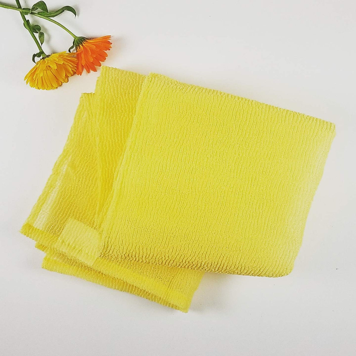 Missamé Nylon Back Towel Scrubber - 40X11 Inch Bath & Shower Wash Cloth For Smooth Skin, Yellow