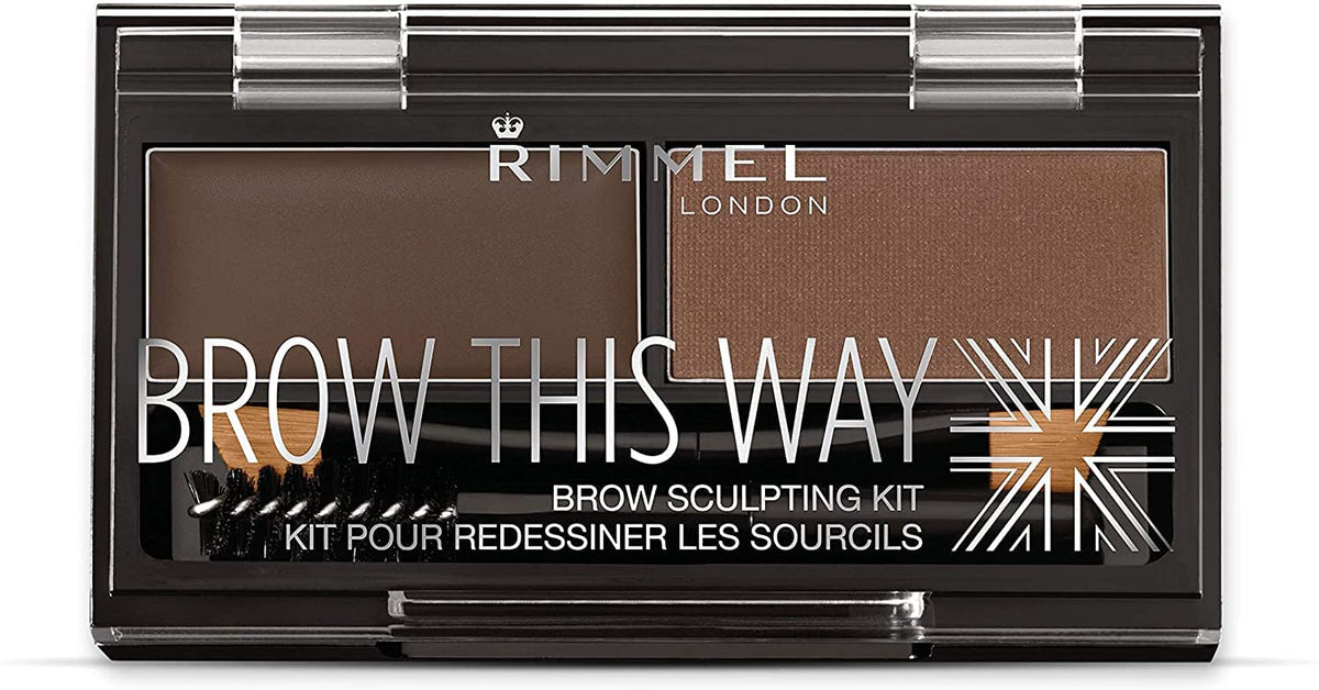 Rimmel Brow This Way Sculpting Kit - Dark Brown Eyebrow Wax & Setting Powder, 0.07 Oz.