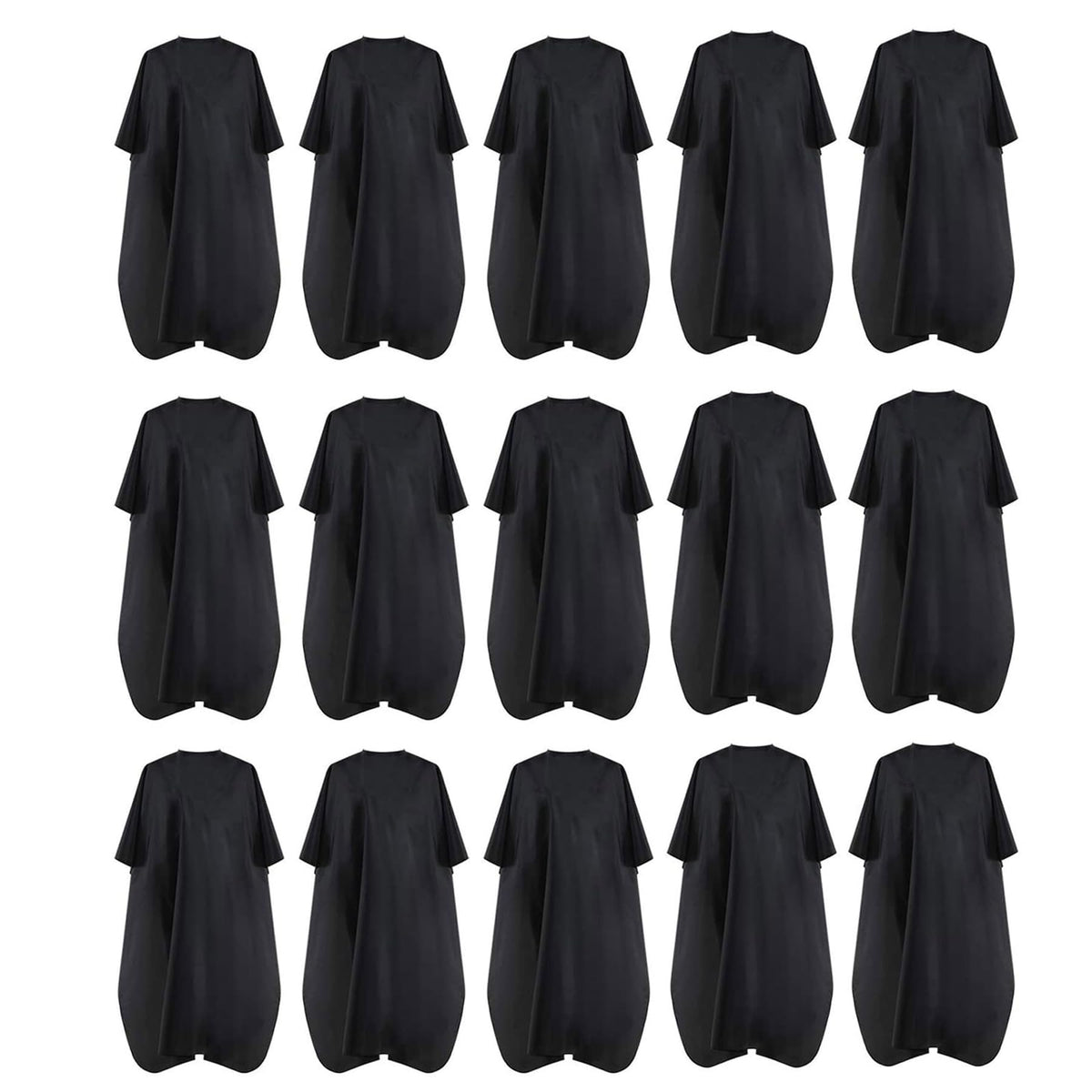 Bsfhh Black Waterproof Hair Salon Cape, Professional Barber Cape With Metal Snap Closure - 15 Pack