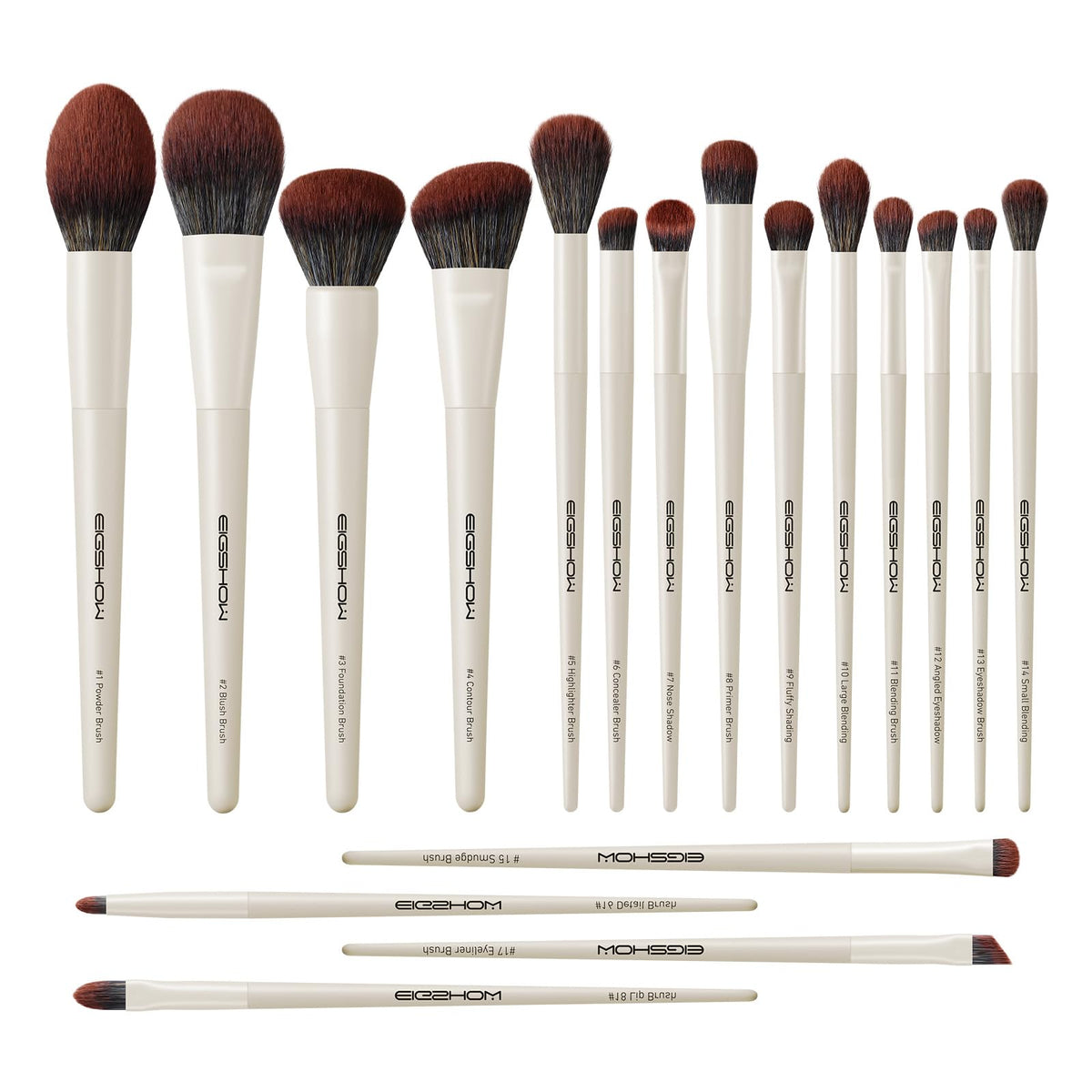 Eigshow 18Pcs Makeup Brush Set - Professional Cruelty-Free Vegan Brushes For Foundation & Eyeshadow